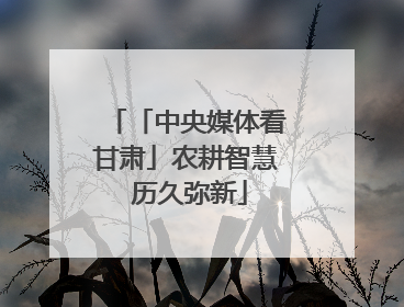 「中央媒体看甘肃」农耕智慧 历久弥新