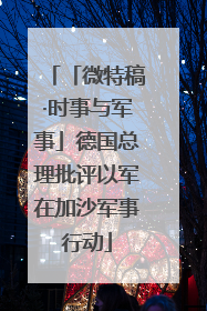「微特稿·时事与军事」德国总理批评以军在加沙军事行动