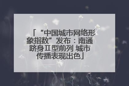 “中国城市网络形象指数”发布：南通跻身Ⅱ型前列 城市传播表现出色