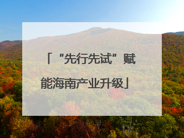 “先行先试”赋能海南产业升级
