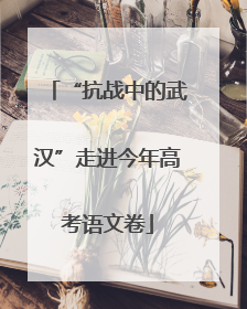 “抗战中的武汉”走进今年高考语文卷
