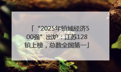 “2025年镇域经济500强”出炉：江苏128镇上榜，总数全国第一