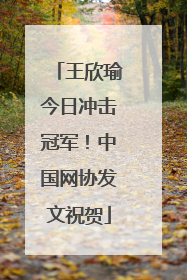 王欣瑜今日冲击冠军！中国网协发文祝贺