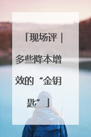 现场评｜多些降本增效的“金钥匙”