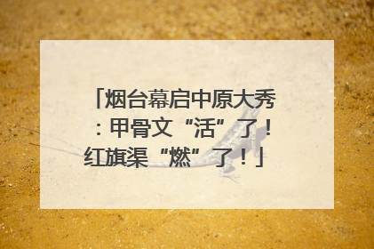 烟台幕启中原大秀：甲骨文“活”了！红旗渠“燃”了！