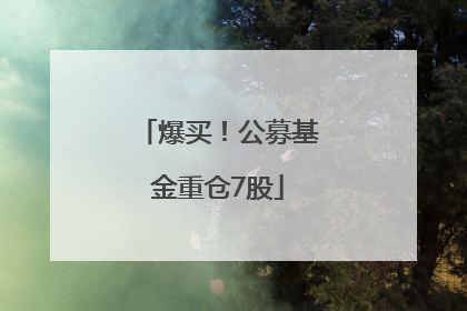 爆买！公募基金重仓7股