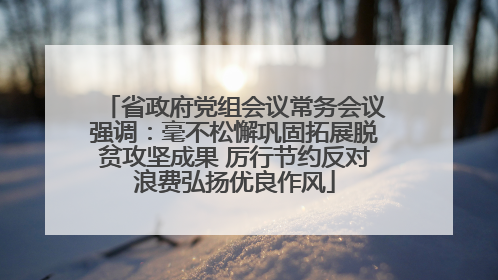 省政府党组会议常务会议强调：毫不松懈巩固拓展脱贫攻坚成果 厉行节约反对浪费弘扬优良作风