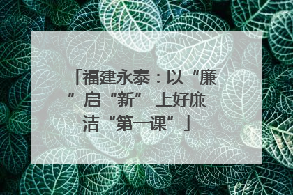 福建永泰：以“廉”启“新” 上好廉洁“第一课”