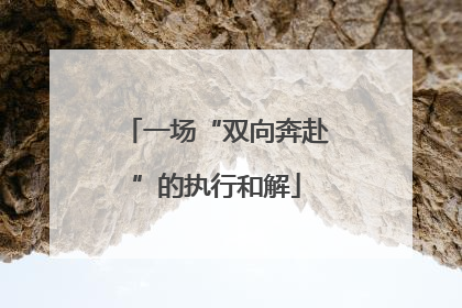 一场“双向奔赴”的执行和解