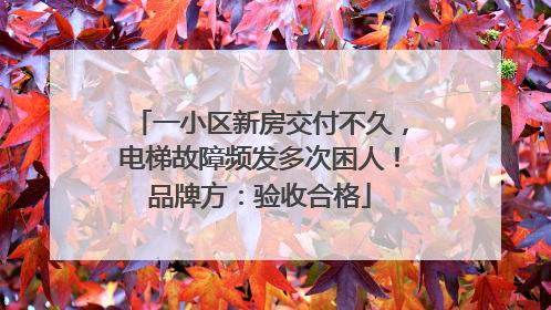 一小区新房交付不久，电梯故障频发多次困人！品牌方：验收合格