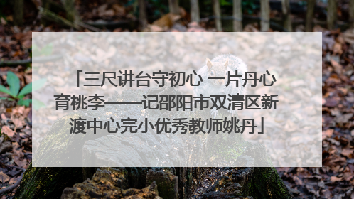 三尺讲台守初心 一片丹心育桃李——记邵阳市双清区新渡中心完小优秀教师姚丹