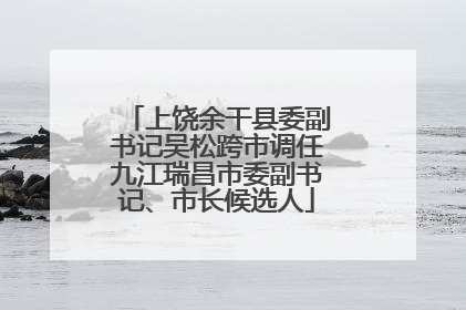 上饶余干县委副书记吴松跨市调任九江瑞昌市委副书记、市长候选人