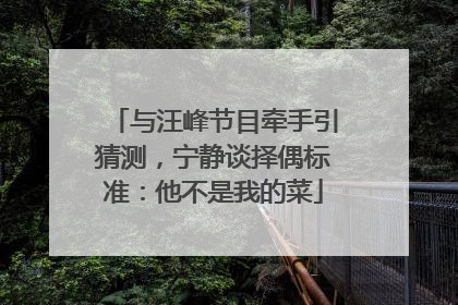 与汪峰节目牵手引猜测，宁静谈择偶标准：他不是我的菜