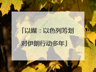 以媒：以色列筹划对伊朗行动多年