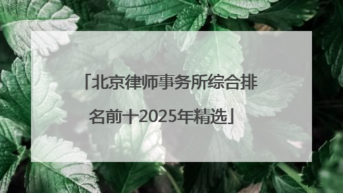 北京律师事务所综合排名前十2025年精选