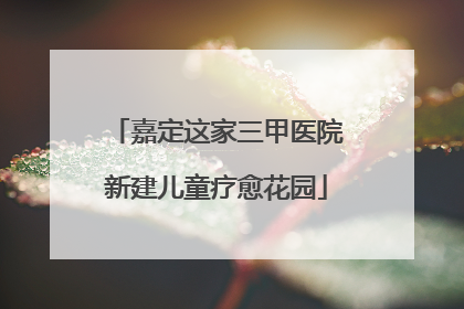 嘉定这家三甲医院新建儿童疗愈花园