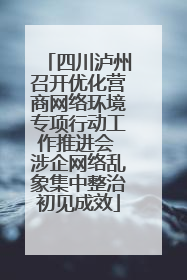 四川泸州召开优化营商网络环境专项行动工作推进会 涉企网络乱象集中整治初见成效