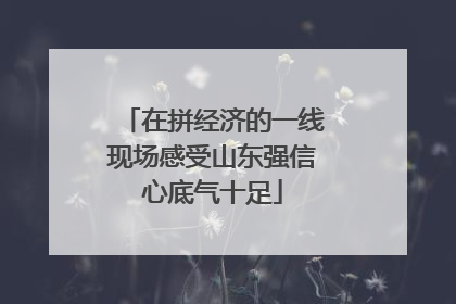 在拼经济的一线现场感受山东强信心底气十足