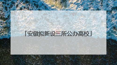 安徽拟新设三所公办高校