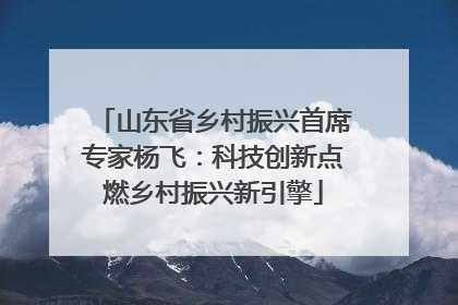 山东省乡村振兴首席专家杨飞：科技创新点燃乡村振兴新引擎