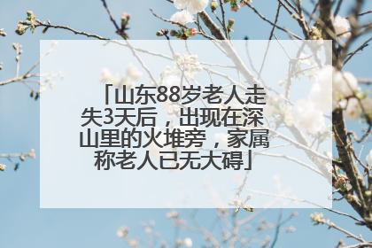 山东88岁老人走失3天后，出现在深山里的火堆旁，家属称老人已无大碍