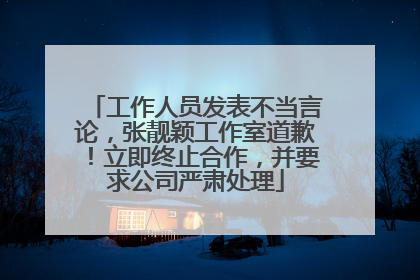 工作人员发表不当言论，张靓颖工作室道歉！立即终止合作，并要求公司严肃处理