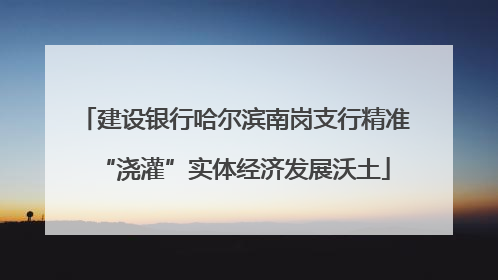 建设银行哈尔滨南岗支行精准“浇灌”实体经济发展沃土