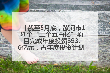 截至5月底，漯河市131个“三个五百亿”项目完成年度投资393.6亿元，占年度投资计划的50.41%——“三个五百亿”项目带动产业提质升级