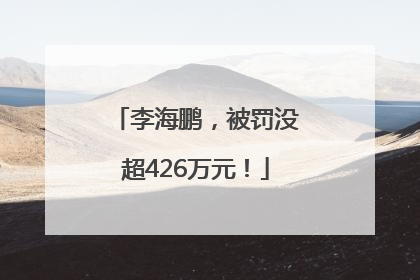 李海鹏，被罚没超426万元！