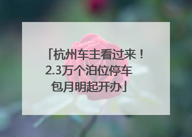 杭州车主看过来！2.3万个泊位停车包月明起开办