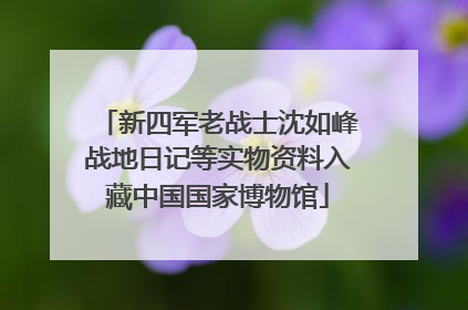 新四军老战士沈如峰战地日记等实物资料入藏中国国家博物馆