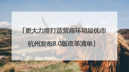 更大力度打造营商环境最优市 杭州发布8.0版改革清单