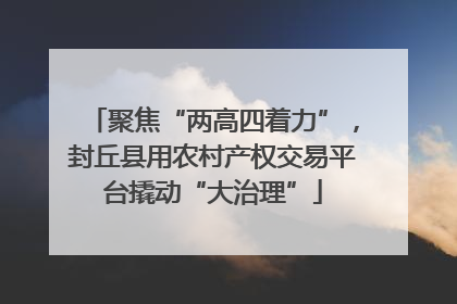 聚焦“两高四着力”，封丘县用农村产权交易平台撬动“大治理”