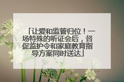 让爱和监管归位！一场特殊的听证会后，督促监护令和家庭教育指导方案同时送达