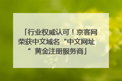 行业权威认可！京客网荣获中文域名“中文网址”黄金注册服务商