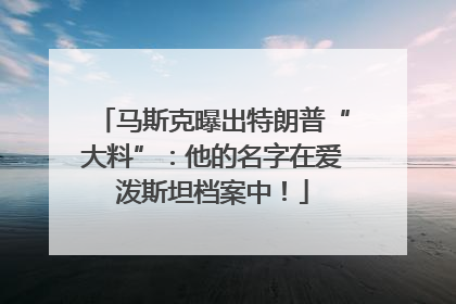 马斯克曝出特朗普“大料”：他的名字在爱泼斯坦档案中！