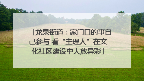 龙泉街道：家门口的事自己参与 看“主理人”在文化社区建设中大放异彩
