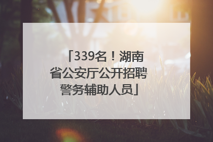 339名！湖南省公安厅公开招聘警务辅助人员